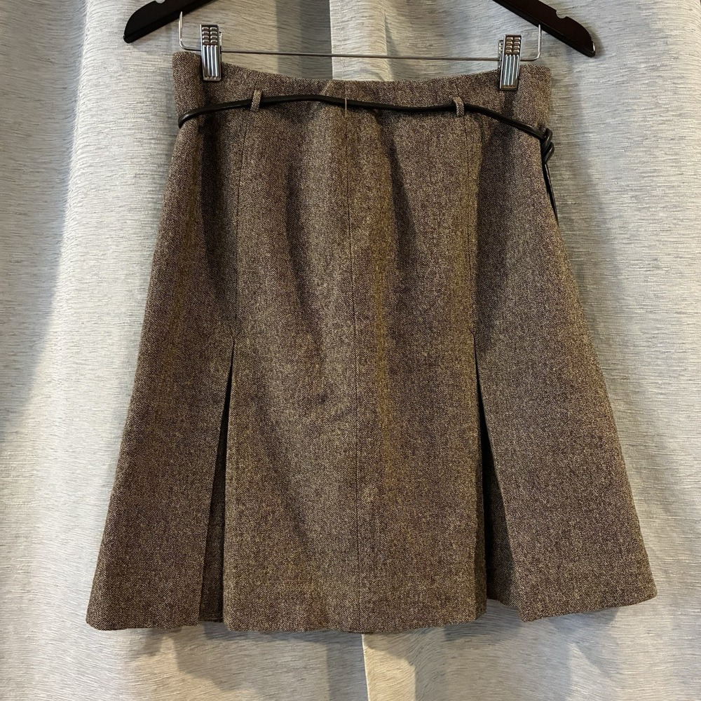 Y2K INC Concepts Pleated Wool Blend Belted Skirt Size‎ 2 Brown